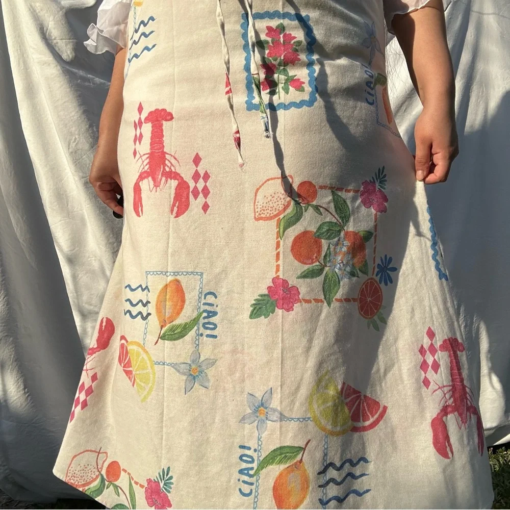 Fruit and lobster linen skirt - Picture 5 of 8